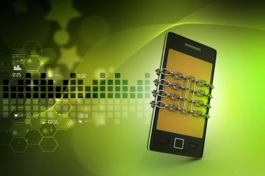 teléfono inteligente con cadena, concepto d