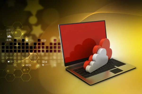 Laptop Visar Begreppet Cloud Computing — Stockfoto