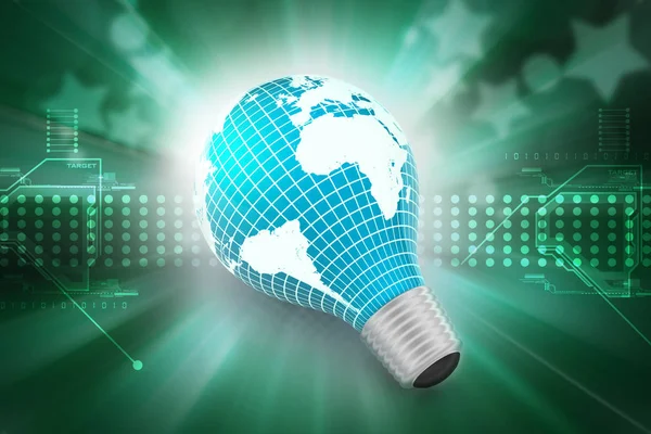 Electric Light Bulb World Map — Stock Photo, Image