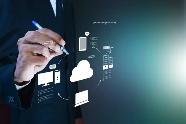 Business Man Showing Concept Cloud Computing — Stock Photo, Image