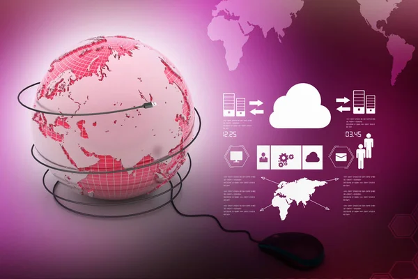 Internet Koncepcja Mysz Komputerową Glob — Zdjęcie stockowe