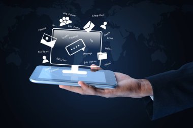 Sosyal medya kavramının dijital illüstrasyon