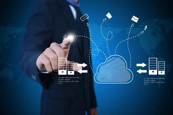 Zakenman Met Concept Van Cloud Computing — Stockfoto