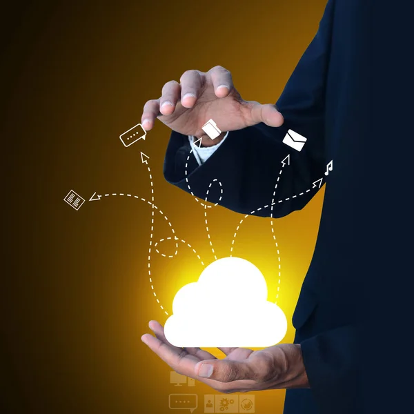 Business Man Showing Concept Cloud Computing — Stock Photo, Image