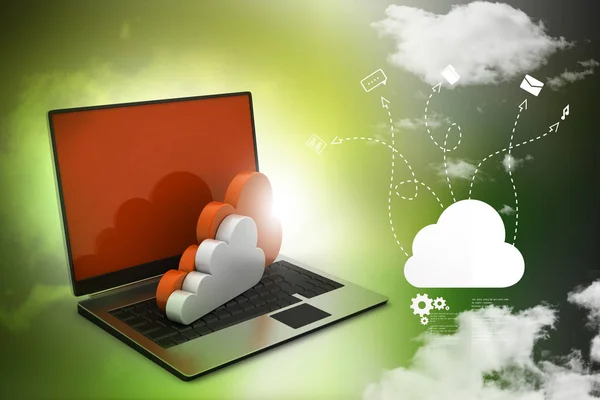 Laptop Weergegeven Concept Van Cloud Computing — Stockfoto