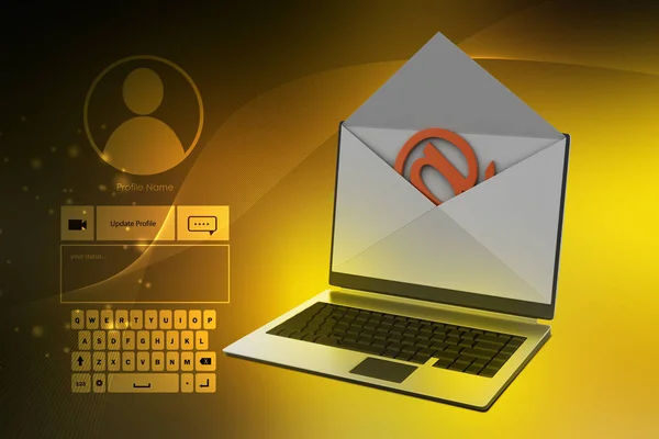 Mail Concept Modern Laptop Envelope — Stock Photo, Image