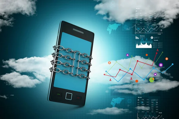 Teléfono Inteligente Con Cadena Concepto Seguridad —  Fotos de Stock
