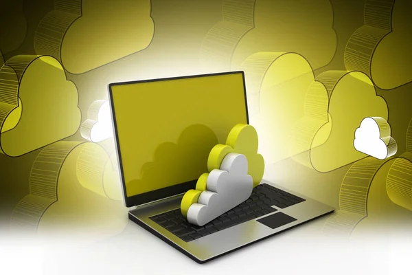 Laptop Weergegeven Concept Van Cloud Computing — Stockfoto