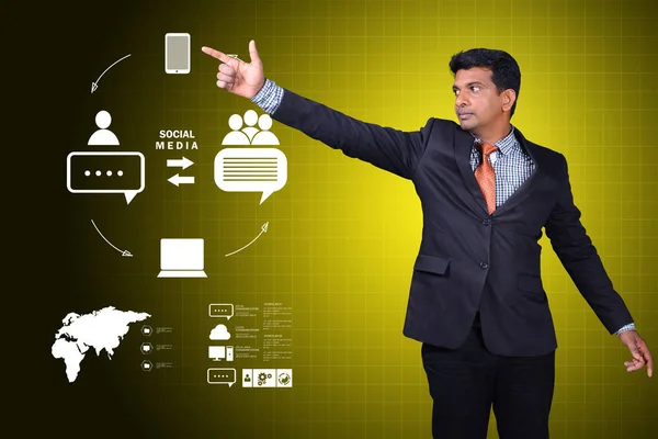 Man Showing Social Network Concept — Stock Photo, Image