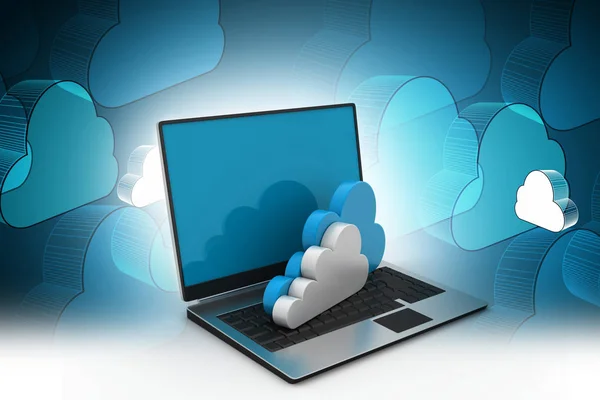 Laptop Zobrazeno Pojem Cloud Computing Royalty Free Stock Fotografie