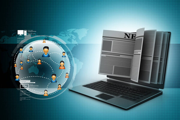 News through a laptop screen concept for online news