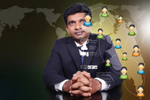 Man Showing Social Network Concept — Stock Photo, Image