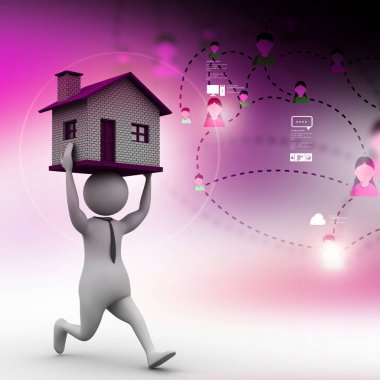 ev tutan adam 3D çizimi