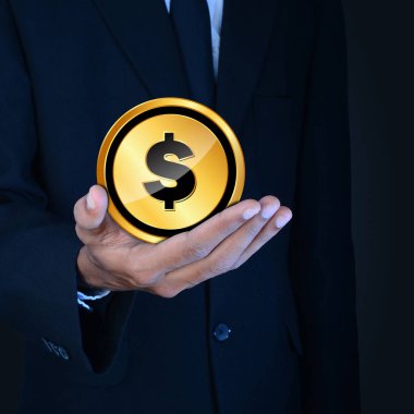 dolar işareti olan bir adam dijital illüstrasyon