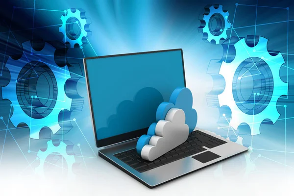 Laptop Weergegeven Concept Van Cloud Computing — Stockfoto