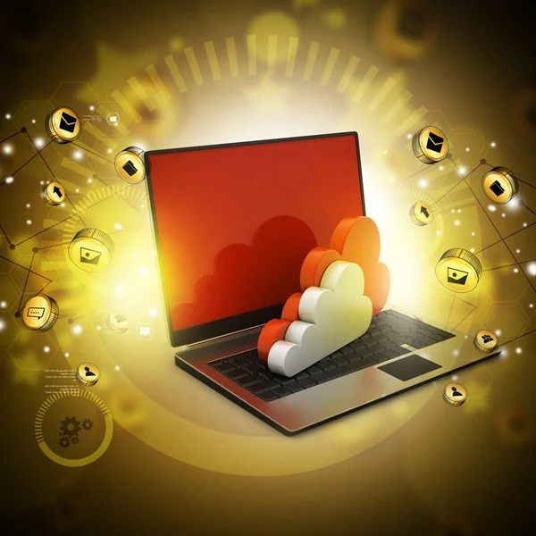 Laptop Visar Begreppet Cloud Computing — Stockfoto