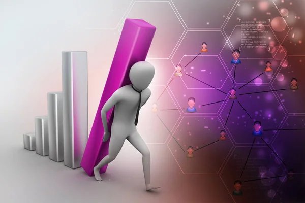 Affärsman Bära Stora Kolumnen Diagrammet — Stockfoto