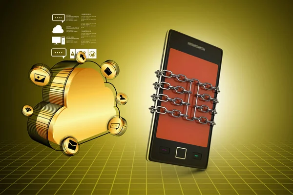 Teléfono Inteligente Con Cadena Concepto Seguridad — Foto de Stock