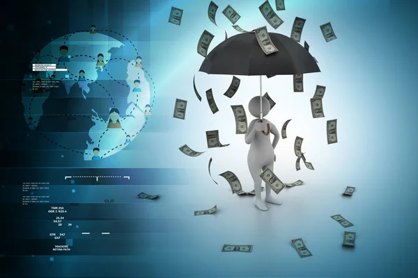 Man Umbrella Money Rain — Stock Photo, Image