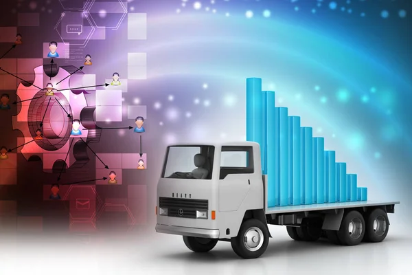 Illustratie Voor Het Transport Van Zakelijke Grafiek Vrachtwagen — Stockfoto