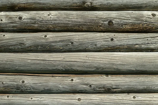 Стара Стіна Дерев Яних Круглих Колод Сірого Кольору — стокове фото