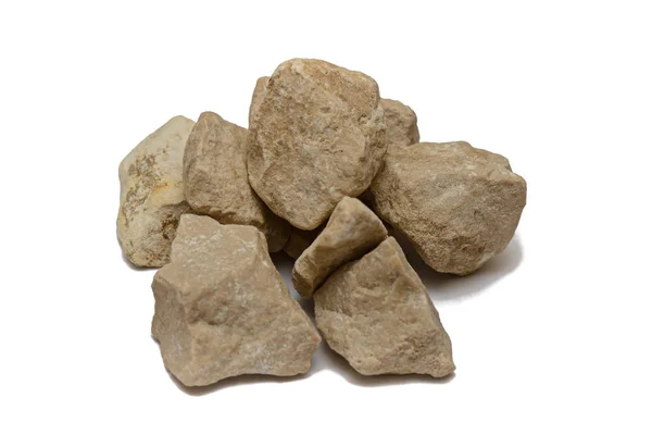 Montão Várias Pedras Leves Fundo Branco — Fotografia de Stock