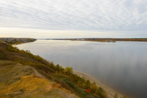 Volga Par Une Journée Nuageuse Automne Vue Haute Banque — Photo