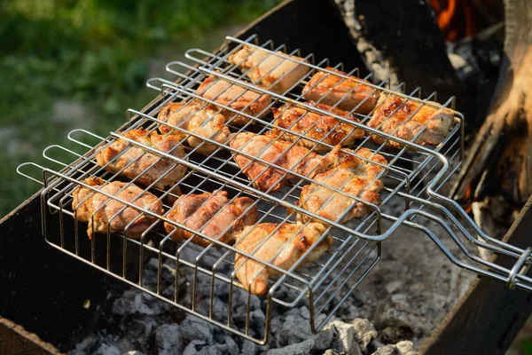 Saftiga Köttbitar Stekt Grill — Stockfoto