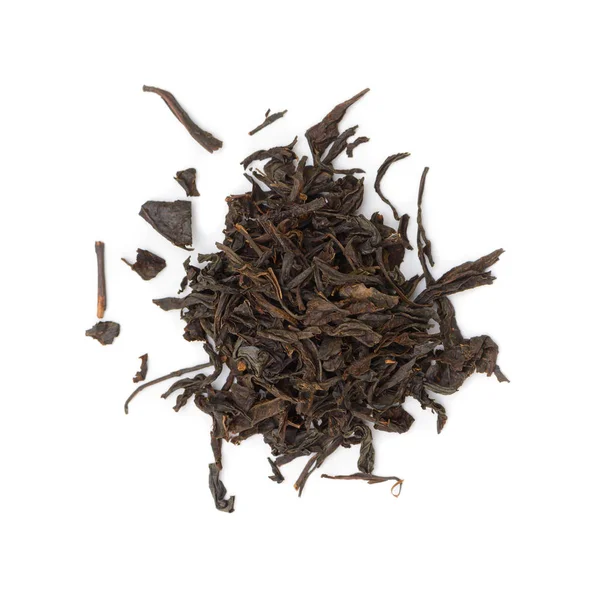 Bündel Duftender Getrockneter Schwarzer Teeblätter Auf Weißem Hintergrund — Stockfoto