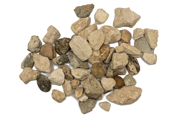 Várias pedras diferentes em um fundo branco — Fotografia de Stock