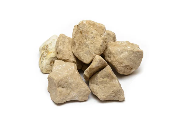 Pile of several light stones on white background — Stock Photo, Image