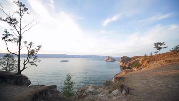 Summer Lake Baikal Olkhon Island Cape Burkhan Shamanka — Stock Video