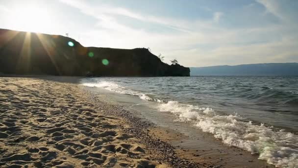 Verano Lago Baikal Isla Olkhon Ola Surf — Vídeos de Stock