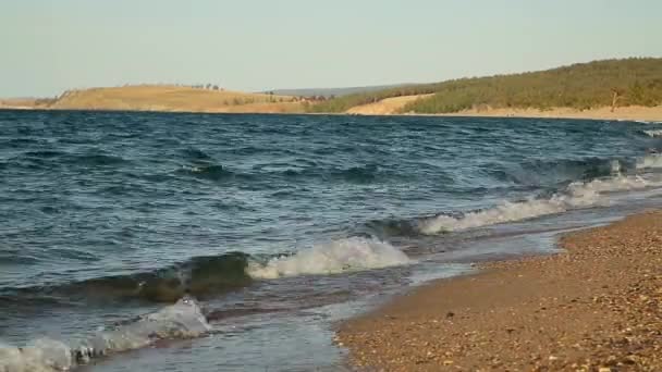 Verão Lago Baikal Ilha Olkhon Onda Surf — Vídeo de Stock