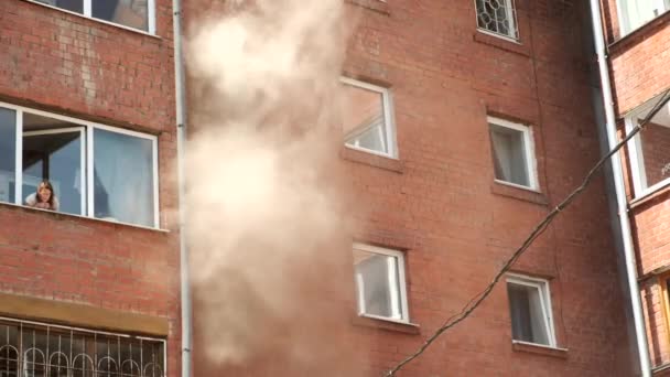 Irkutsk Russia Maggio 2020 Incendio Condominio Mattoni Estate — Video Stock