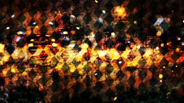 Abstract Golden Argyle patroon en glanzende deeltjes - 4k naadloze lus beweging achtergrond animatie — Stockvideo