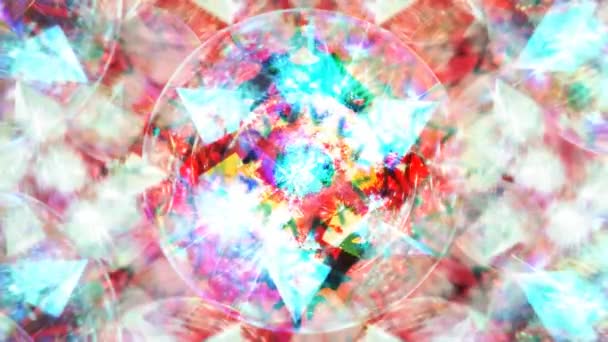 Estrella giratoria abstracta en círculo con formas rosadas y blancas borrosas - Animación de fondo de movimiento de bucle sin costuras 4K — Vídeo de stock