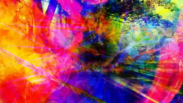 Increíble escena colorida abstracta en un mundo de fantasía oculto - Animación de fondo de movimiento de bucle inconsútil 4K — Vídeo de stock