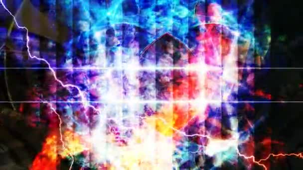 Голубое пламя и подсветка в темной обстановке - фоновая анимация движения в 4К — стоковое видео