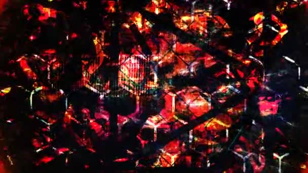 Modelli geometrici a contrasto rosso scuro e nero - Animazione dello sfondo 4K Seamless Loop Motion — Video Stock