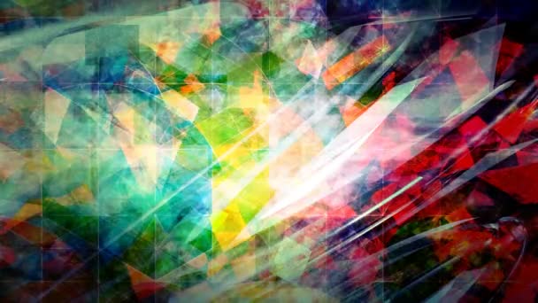 要旨輝く幾何学的結晶と虹色- 4kシームレスループ運動背景アニメーション — ストック動画