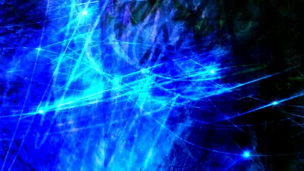 Gyönyörű digitális kék ragyogó szál optikai adatkábelek a külső térben - 4k varrat nélküli hurok mozgás háttér animáció — Stock videók