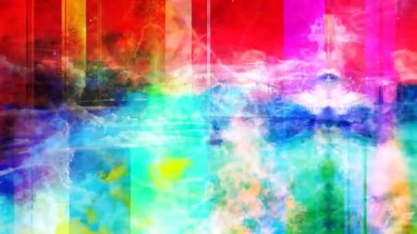 Pó de poeira de nuvem de nebulosa arco-íris soprando e girando sobre - 4K Seamless Loop Motion Background Animation — Vídeo de Stock