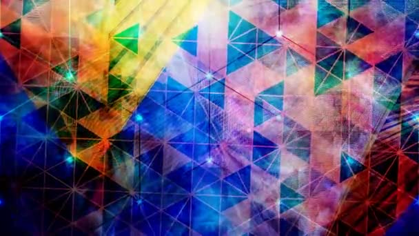 Περιστρεφόμενο πολύχρωμο Αφηρημένο Γεωμετρικό Tessellated Triangle Pattern - 4k Seamless Loop Motion Background Animation — Αρχείο Βίντεο