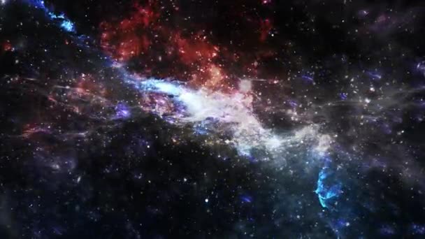 Estrellas fugaces en la nube de nebulosas del espacio exterior - Animación de fondo de movimiento de bucle inconsútil 4K — Vídeos de Stock