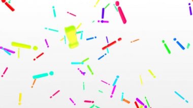 3d Ünlem Noktaları Yavaş Çekimde Düşüyor Gökkuşağı Renkleri Beyaz Arkaplan - 4k Kusursuz Döngü Döngüsü Arkaplan CanlandırmasıComment