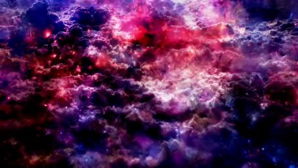 Soft Purple Clouds and Slow Rising Magic Particle Spheres - 4K Seamless Loop Motion Background Animation — Stock Video