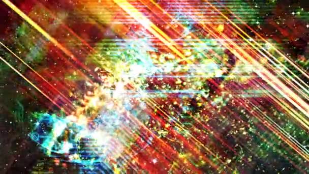Partículas de arco iris congeladas y líneas de contraste - Animación de fondo de movimiento de bucle inconsútil 4K — Vídeo de stock