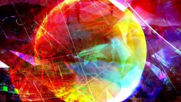 Colorful Orb and Abstract Rotating Jagged Shapes - 4K Seamless Loop Motion Background Animation — Stock Video