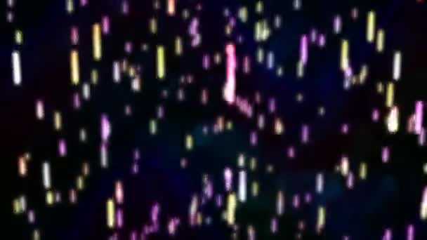 Neon Rain Falling Particles Glowing Rainbow Colors on Dark Backdrop - 4K Seamless Loop Motion Background Animation — Stock Video